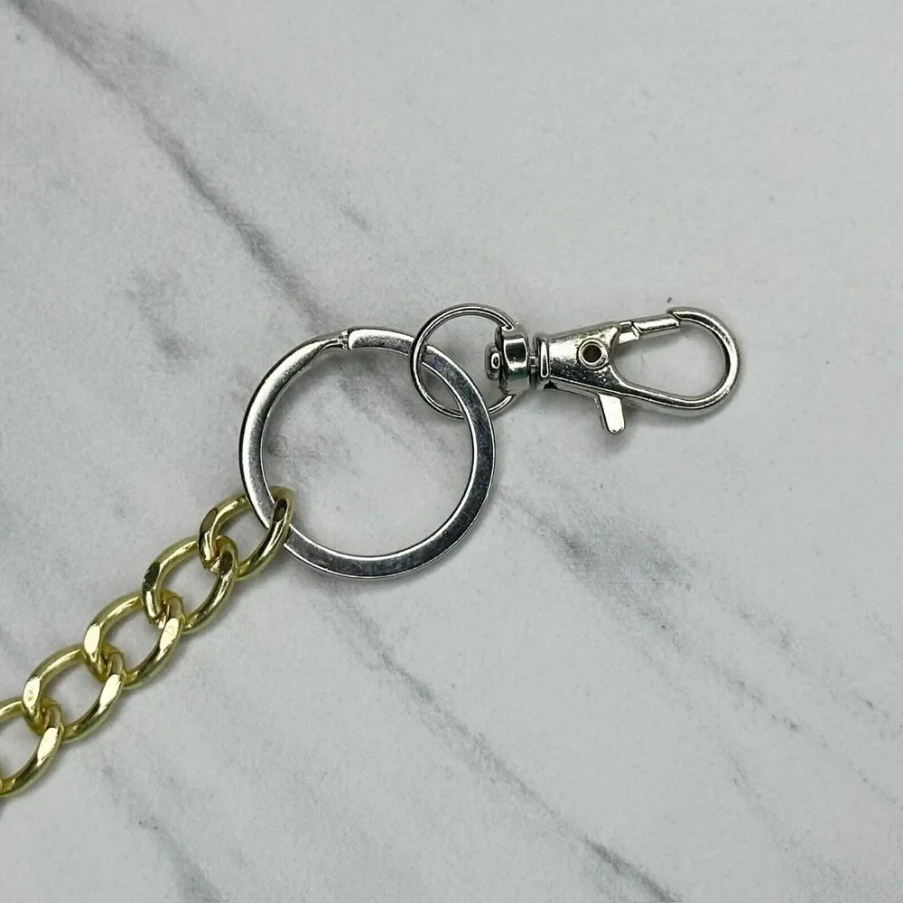 Rainbow Charm Gold and Silver Tone Chain Link Pants Chain